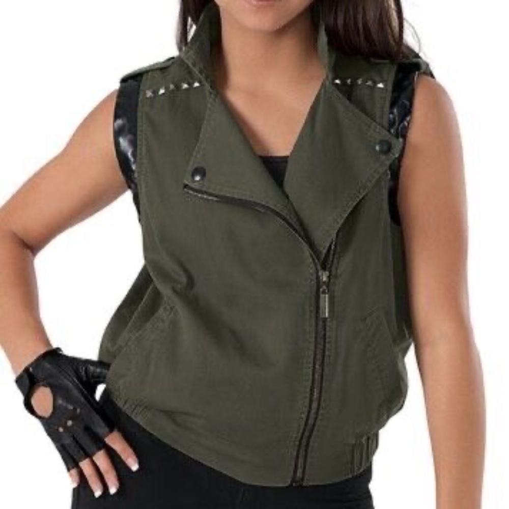Weissman Urban Groove Studded Dance Vest Army Green AH8083 NWT D2